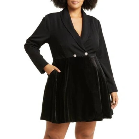 11 HONORE Laura Velvet Contrast Long Sleeve Blazer Dress *NWT* - Picture 2 of 2